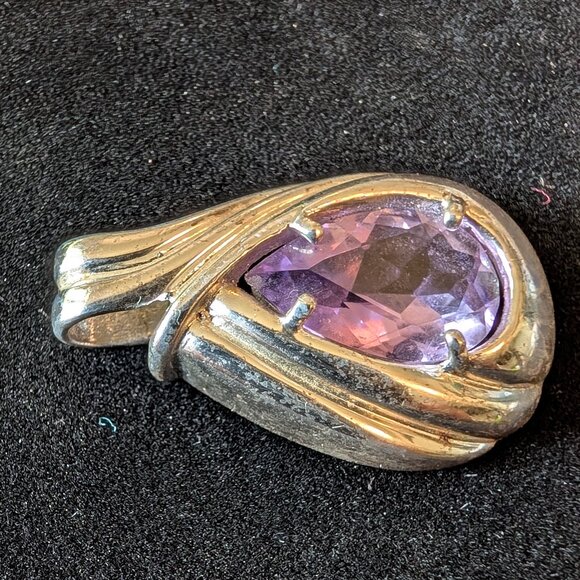 Vintage Sterling Silver Amethyst Pendant - Picture 3 of 6